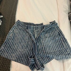 American Eagle Outfitters Blue Striped High Waist Shorts